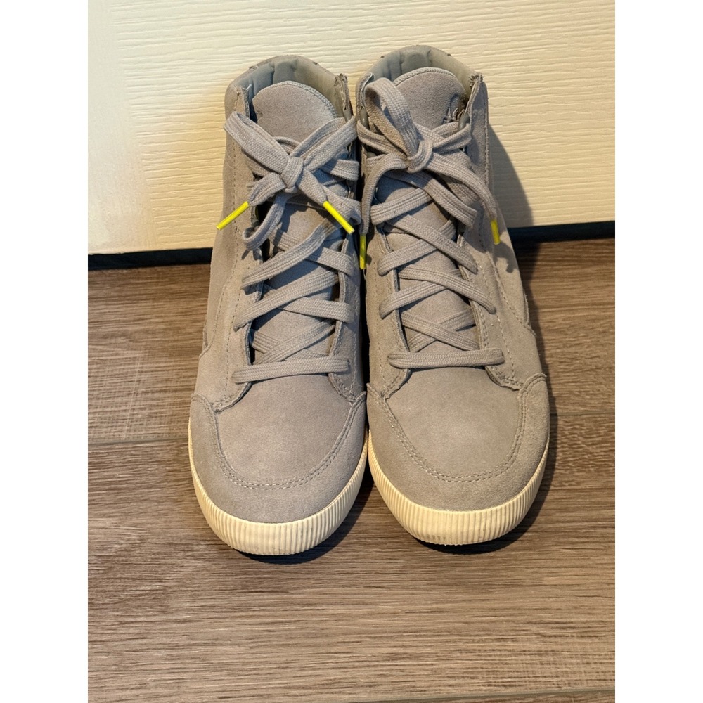 Sorel Caribou Hi-Line Hidden Wedge Sneakers Grey Suede High Top Women's 8.5